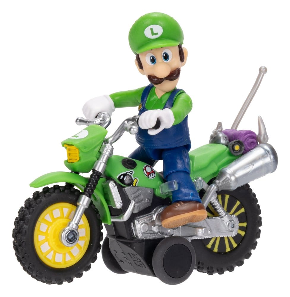 The Super Mario Galaxy Movie Action Figure with Pull Back Motorcycle Luigi 6 cm 0192995432345