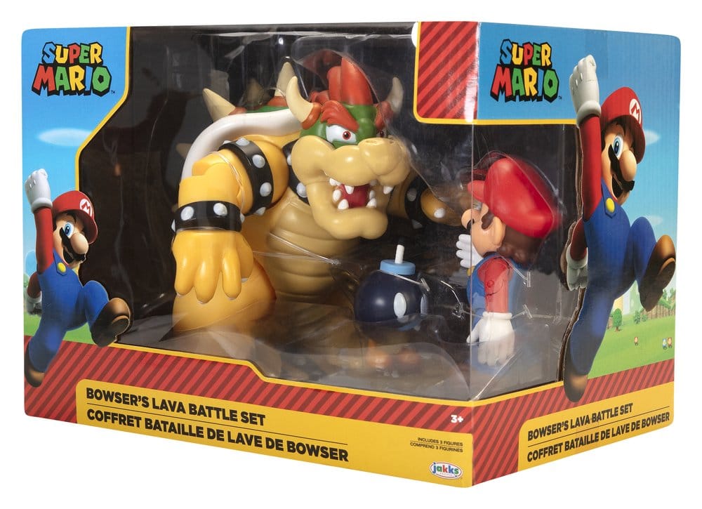 World of Nintendo Action Figure 3-Pack Mario vs. Bowser Lava Battle  0039897645124