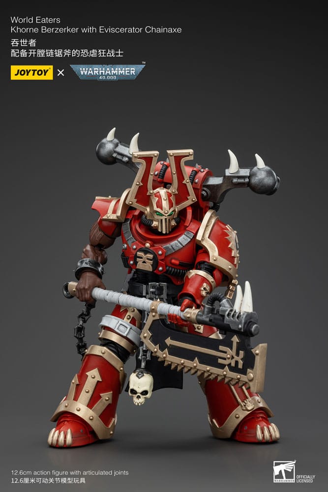 Warhammer 40k Action Figure 1/18 World Eaters Khorne Berzerker with Eviscerator Chainaxe 13 cm 6927054400553