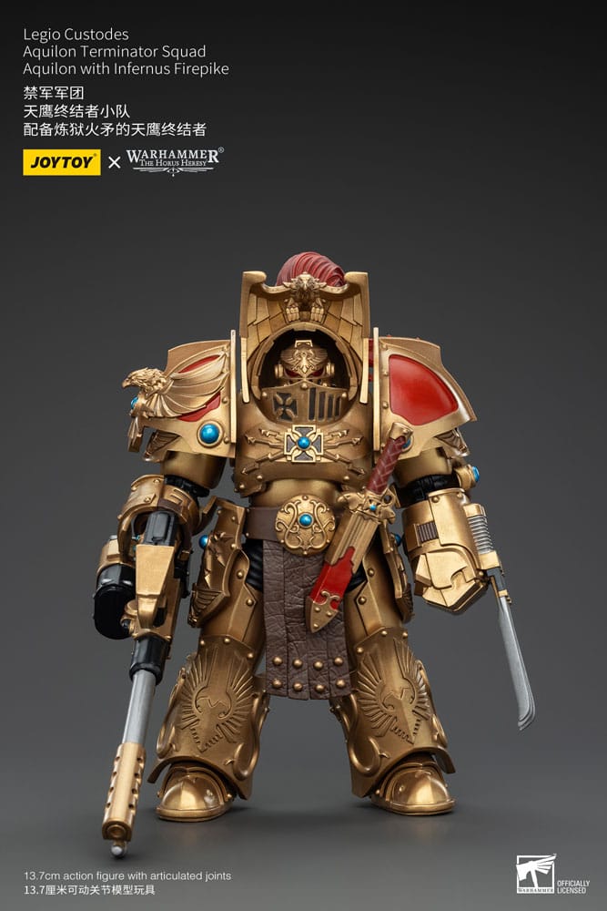 Warhammer The Horus Heresy Action Figure 1/18 Legio Custodes Aquilon Terminator Squad Aquilon with Infernus Firepike 14 cm 6927054400768