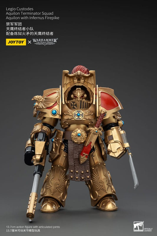 Warhammer The Horus Heresy Action Figure 1/18 Legio Custodes Aquilon Terminator Squad Aquilon with Infernus Firepike 14 cm 6927054400768
