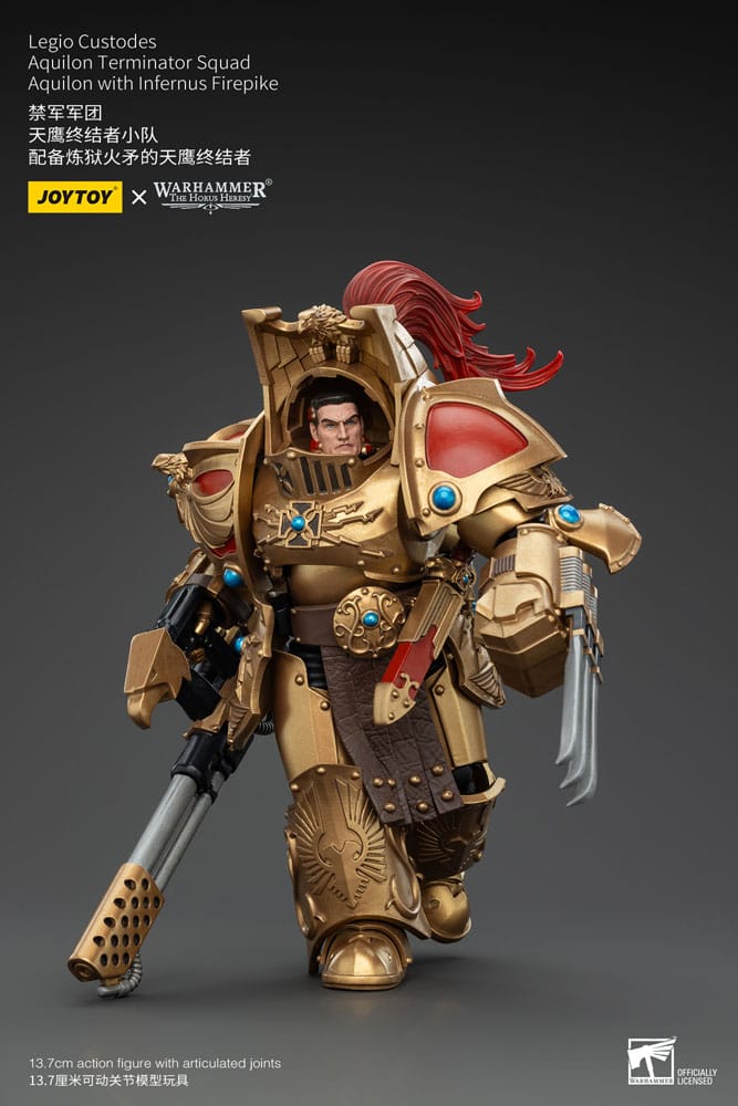 Warhammer The Horus Heresy Action Figure 1/18 Legio Custodes Aquilon Terminator Squad Aquilon with Infernus Firepike 14 cm 6927054400768
