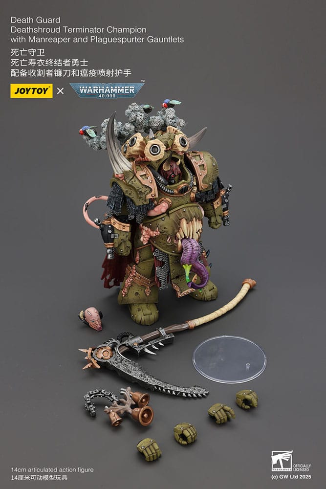 Warhammer 40k Action Figure 1/18 Death Guard Deathshroud Terminator Championwith Manreaper and Plaguespurter Gauntlets 14 cm  6927054402571
