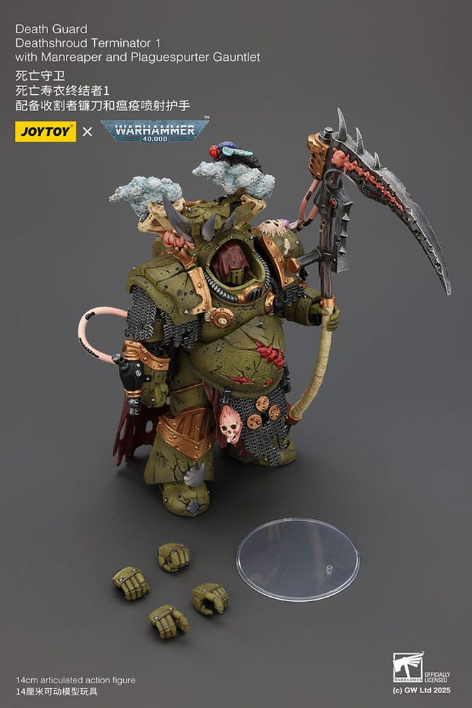 Warhammer 40k Action Figure 1/18 Death Guard Deathshroud Terminator 1 with Manreaper and Plaguespurter Gauntlet 14 cm  6927054402588