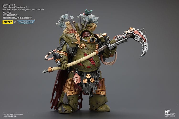 Warhammer 40k Action Figure 1/18 Death Guard Deathshroud Terminator 1 with Manreaper and Plaguespurter Gauntlet 14 cm  6927054402588