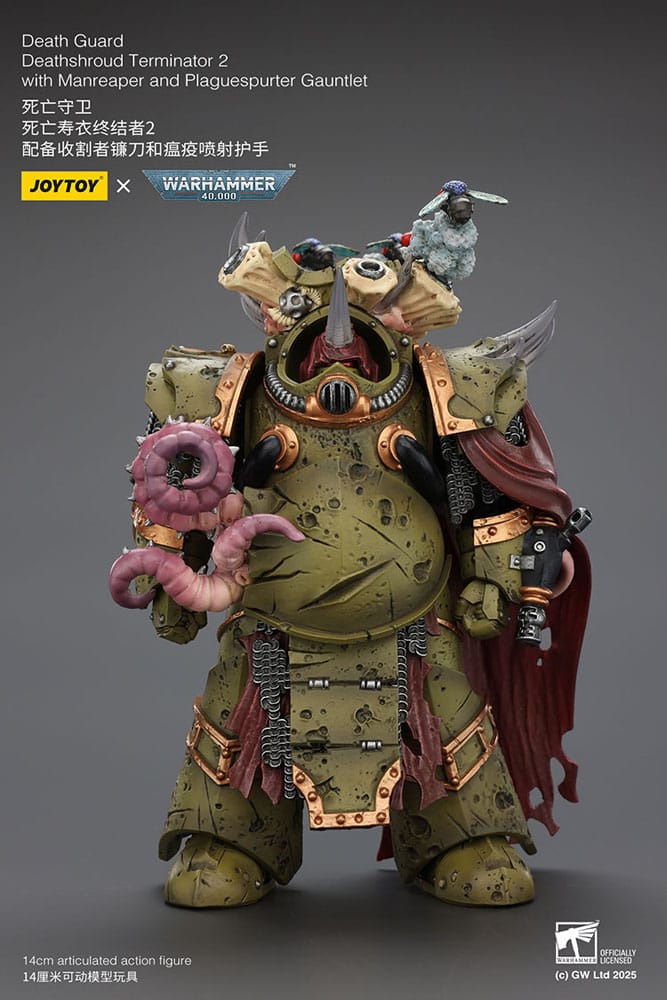Warhammer 40k Action Figure 1/18 Death Guard Deathshroud Terminator 2 with Manreaper and Plaguespurter Gauntlet 14 cm  6927054402595