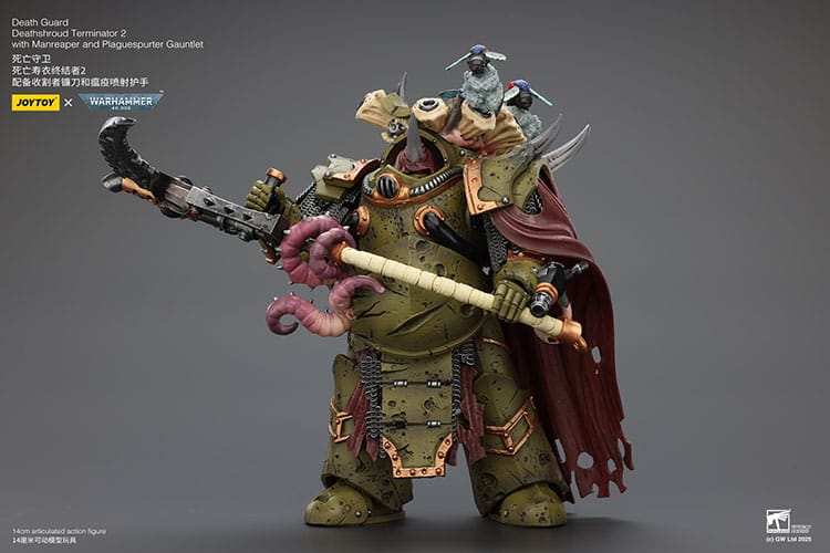 Warhammer 40k Action Figure 1/18 Death Guard Deathshroud Terminator 2 with Manreaper and Plaguespurter Gauntlet 14 cm  6927054402595