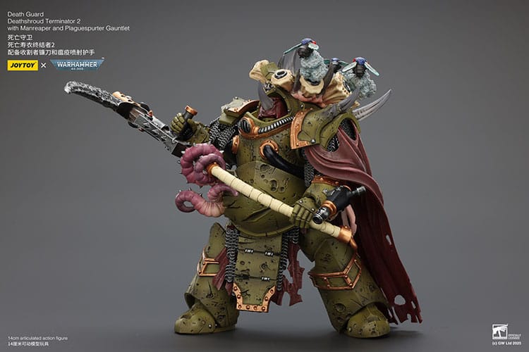 Warhammer 40k Action Figure 1/18 Death Guard Deathshroud Terminator 2 with Manreaper and Plaguespurter Gauntlet 14 cm  6927054402595