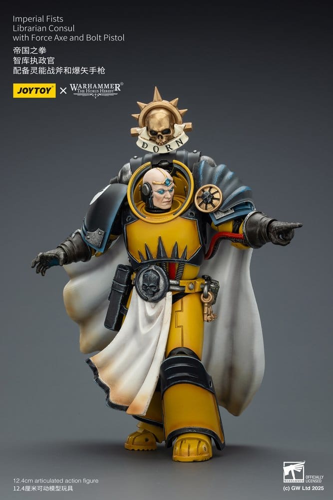 Warhammer Imperial Fists Action Figure Librarian Consulwith Force Axe and Bolt Pistol 12 cm 6927054403301