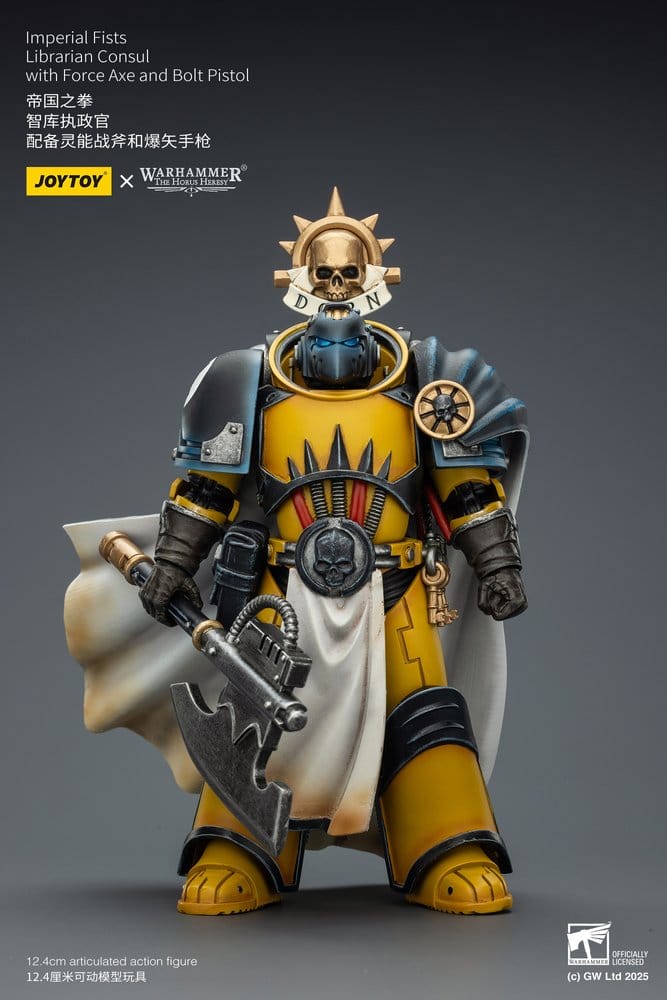 Warhammer Imperial Fists Action Figure Librarian Consulwith Force Axe and Bolt Pistol 12 cm 6927054403301