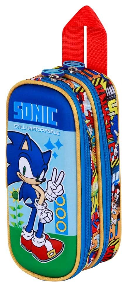 Sonic - The Hedgehog 3D Double Pencil case SEGA Unstoppable Blue 8445118085075