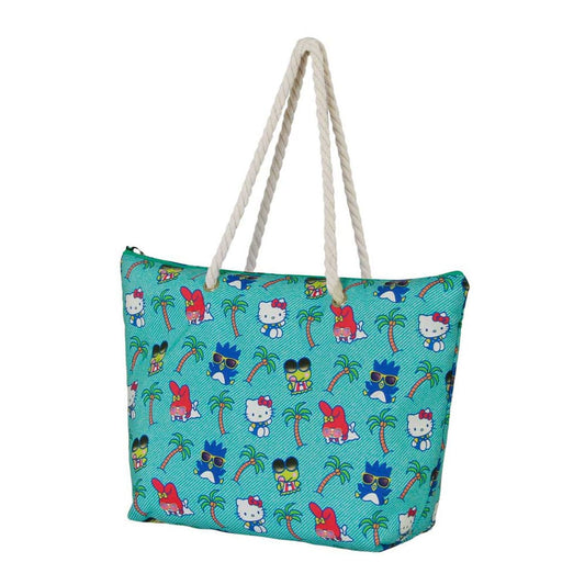 Sanrio Soleil Beach Bag Hello Kitty Palms Turquoise   8445118086591