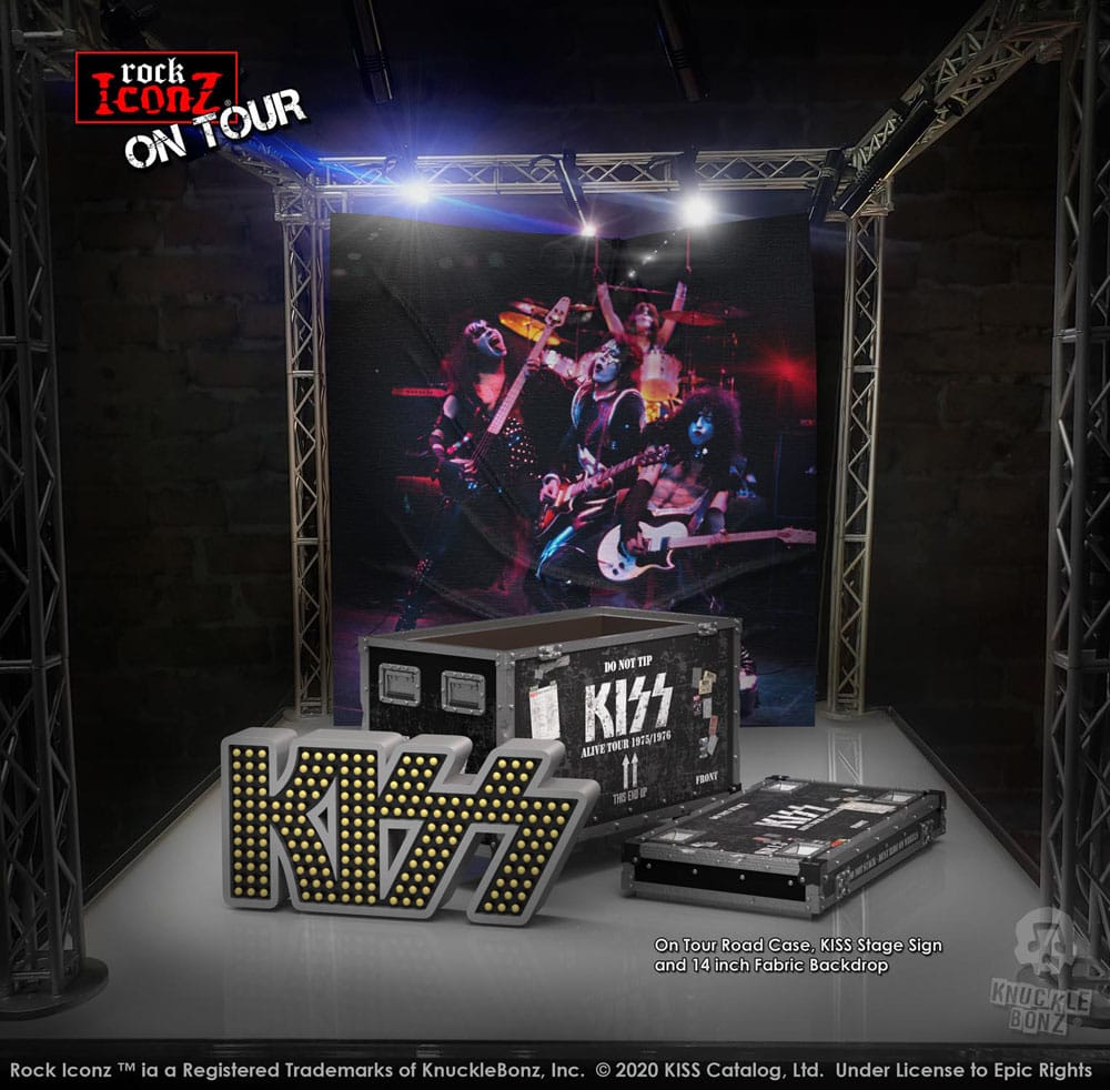 Kiss Rock Ikonz On Tour Road Case Statue + Stage Backdrop Set Alive! Tour 0655646625195