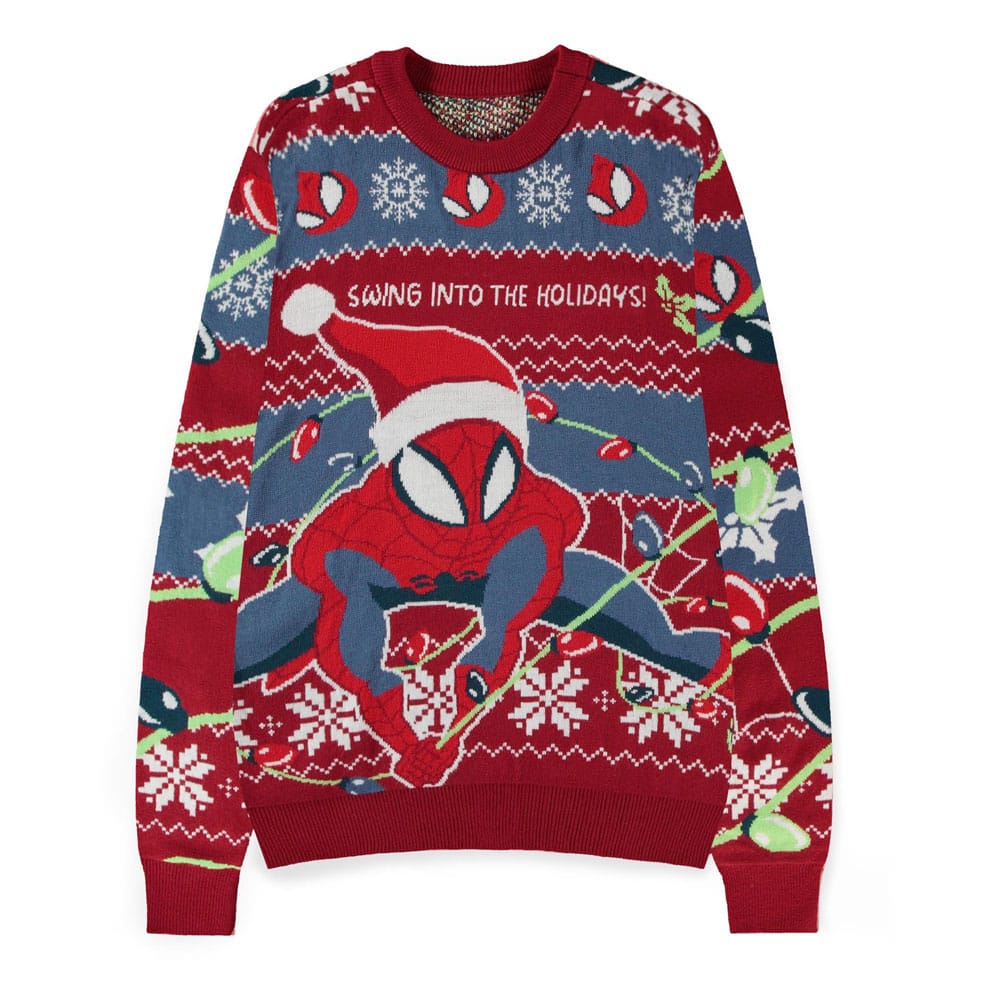 Spider-Man Sweater Swing into the Holidays (Christmas Jumper) Size S 8718526412963