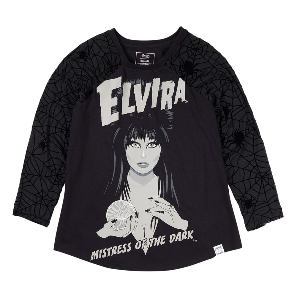 Elivira by Loungefly Tee T-Shirt Unisex Shirred Raglan Size XL 0671803553576