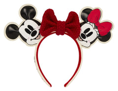 Mickey & Minnie by Loungefly Ears Headband Knit Bow 0671803591165