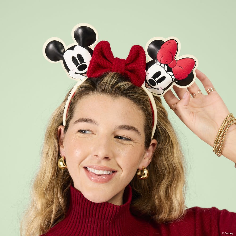 Mickey & Minnie by Loungefly Ears Headband Knit Bow 0671803591165