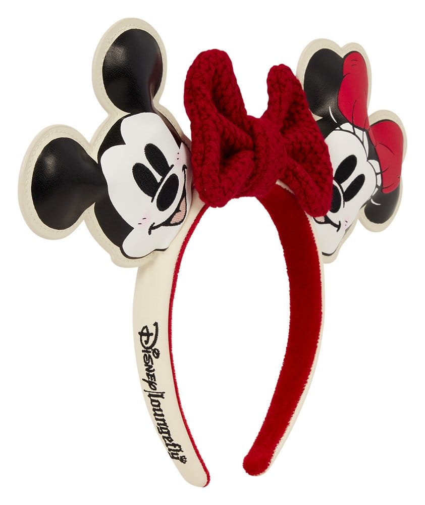 Mickey & Minnie by Loungefly Ears Headband Knit Bow 0671803591165