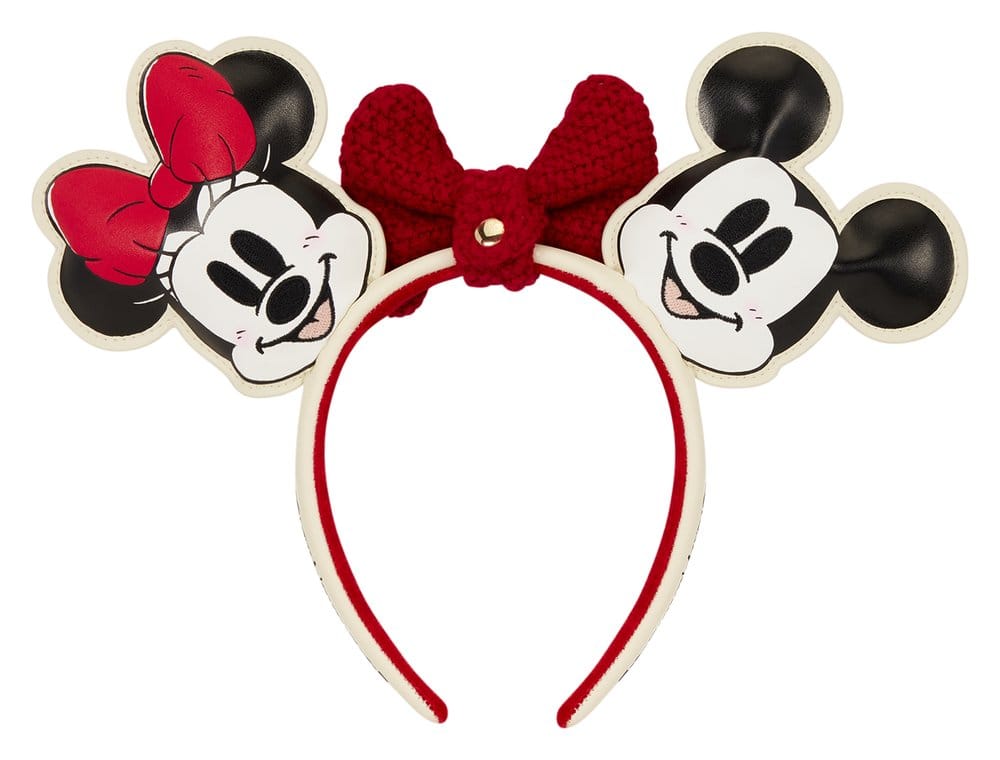 Mickey & Minnie by Loungefly Ears Headband Knit Bow 0671803591165