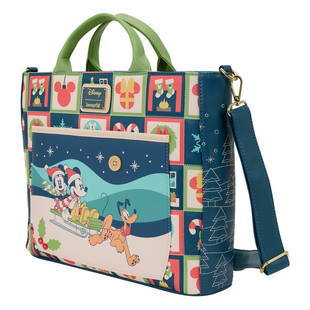 Disney by Loungefly Canvas Tote Bag Mickey and Minnie Holiday 0671803563438
