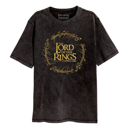 Lord Of The Rings T-Shirt Gold Foil Logo Size L 5056463479544