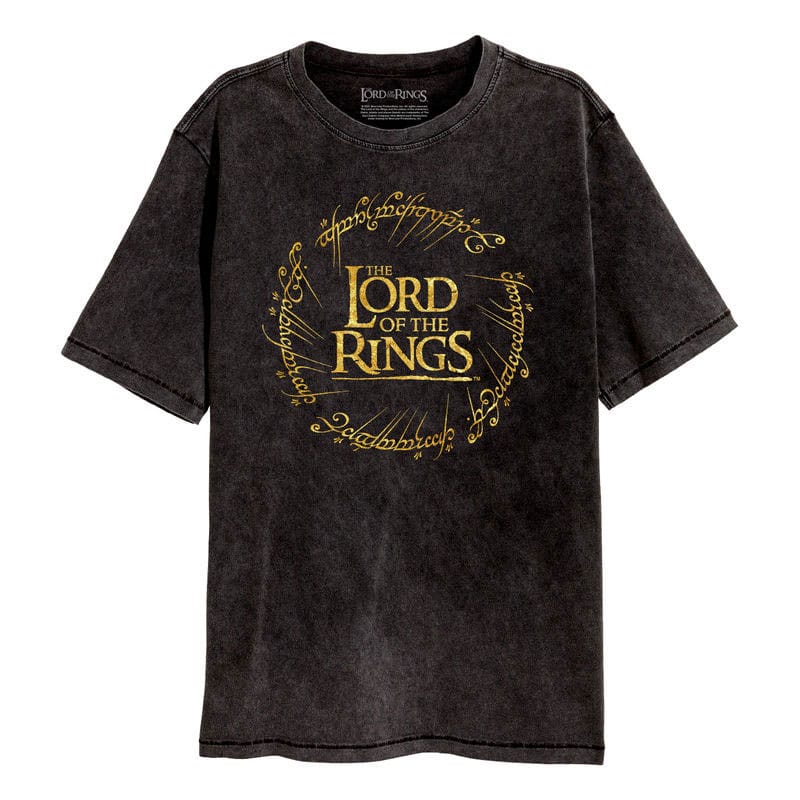 Lord Of The Rings T-Shirt Gold Foil Logo Size XL 5056463479551