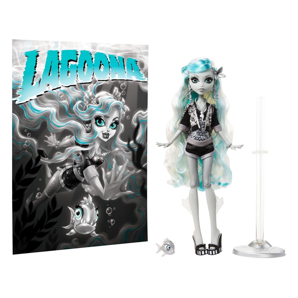 Monster High Reel Drama Doll Lagoona Blue in Black And White 0194735104796