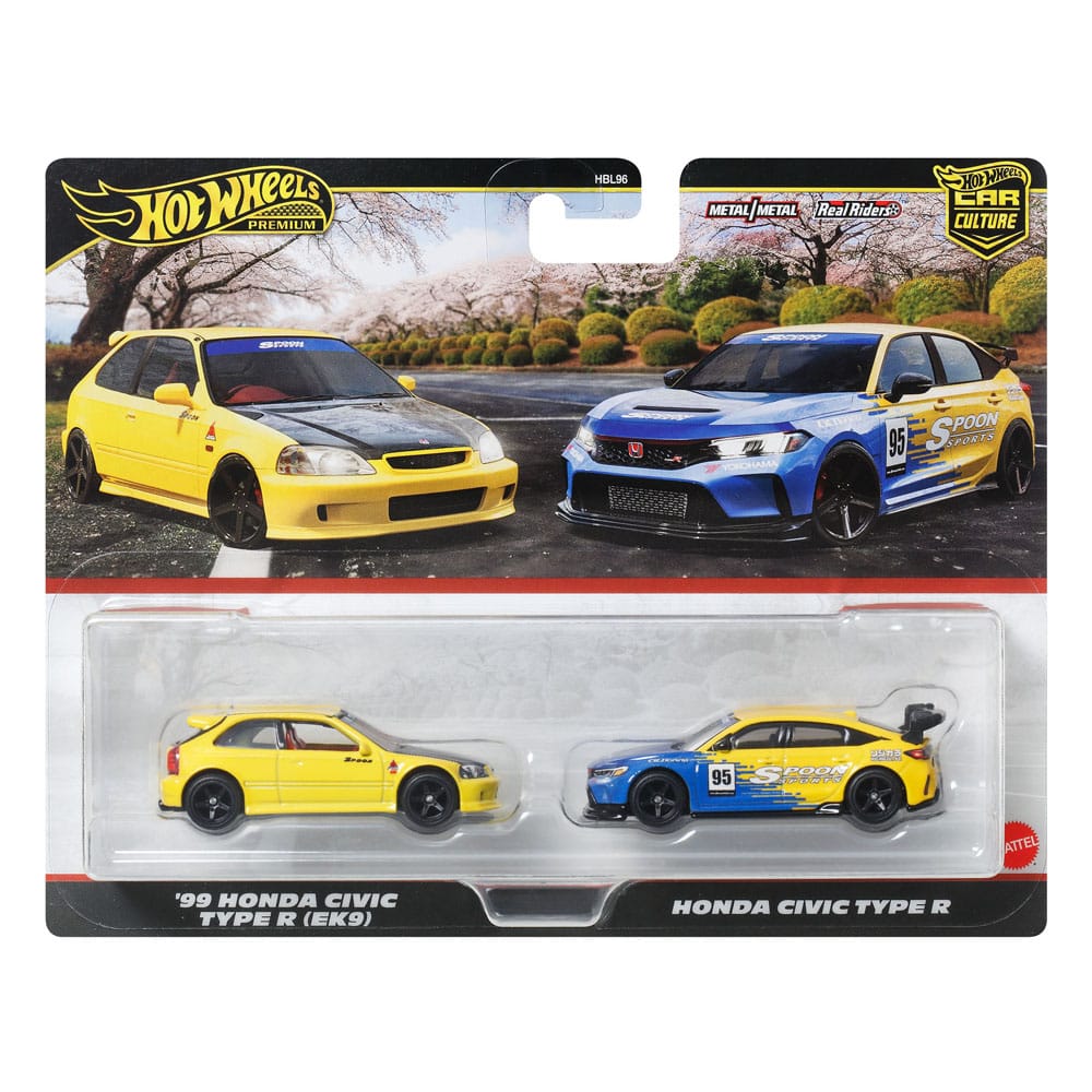 Hot Wheels Premium Car Culture Diecast Vehicle 2-Pack 1/64 '99 Honda Civic Type R (EK9) & Honda Civic Type R 0194735262571