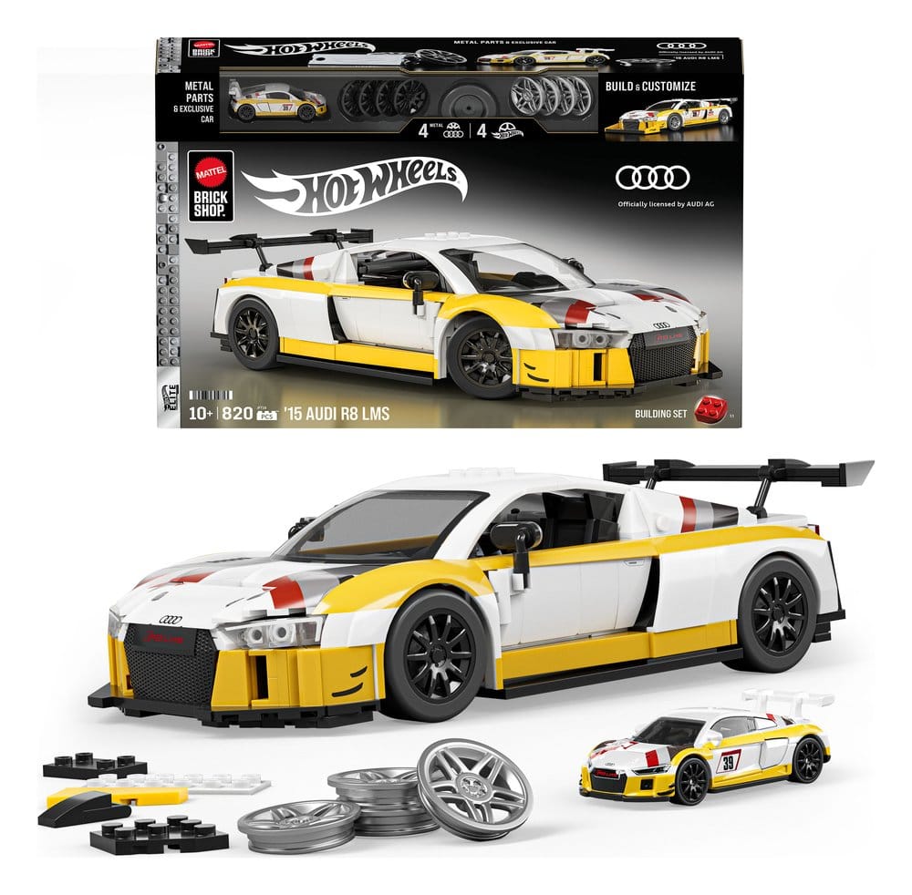 Hot Wheels Elite Mattel Brick Shop Building Set 1/16 '15 Audi R8 LMS 0194735304813