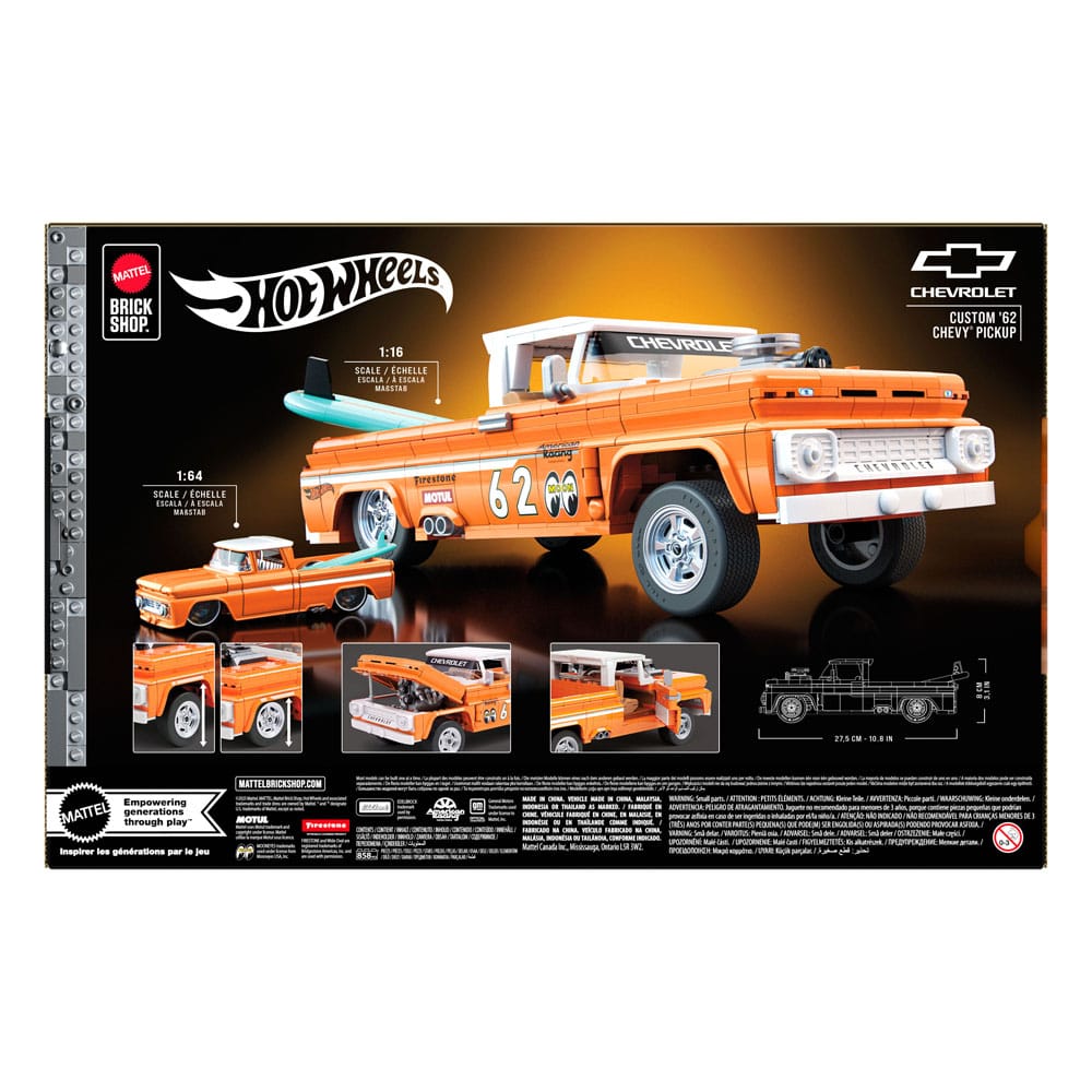 Mattel Brick Shop Hot Wheels Elite Series Building Set 1/16 Custom '62 Chevy Pickup 0194735304820