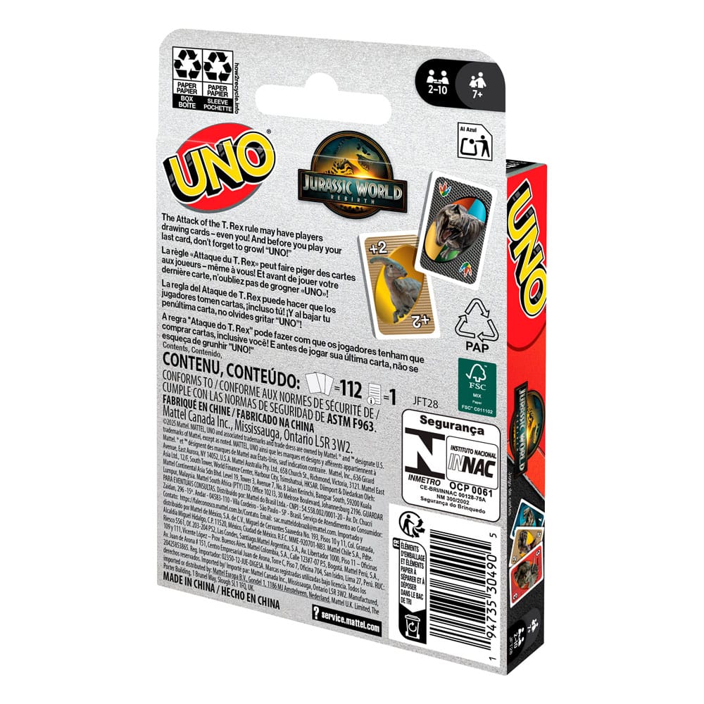Jurassic World Rebirth UNO Card Game  0194735304905