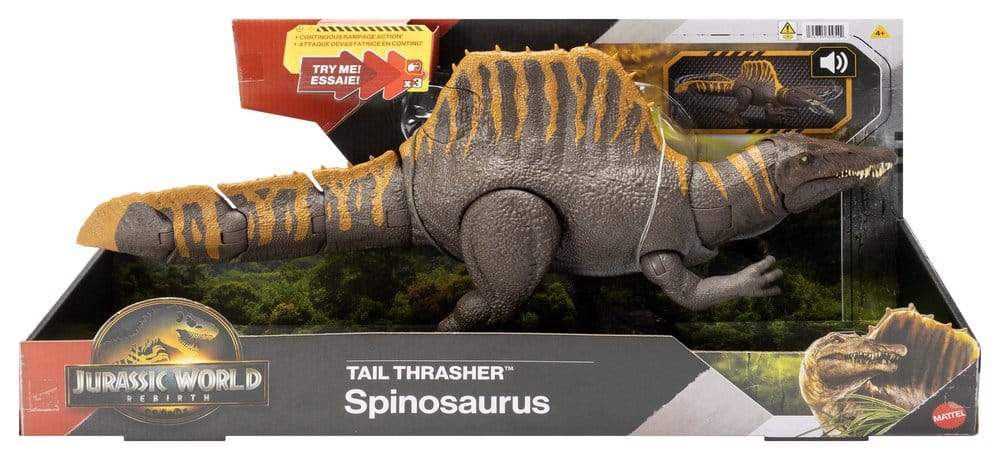Jurassic World: Die Wiedergeburt Actionfigur Tail Thrasher Spinosaurus 55 cmJurassic World Rebirth Action Figure Tail Thrasher Spinosaurus 55 cmJurassic World : Renaissance figurine Tail Thrasher Spinosaurus 55 cmJurassic World: el renacer Figura Tail Thr 0194735309498