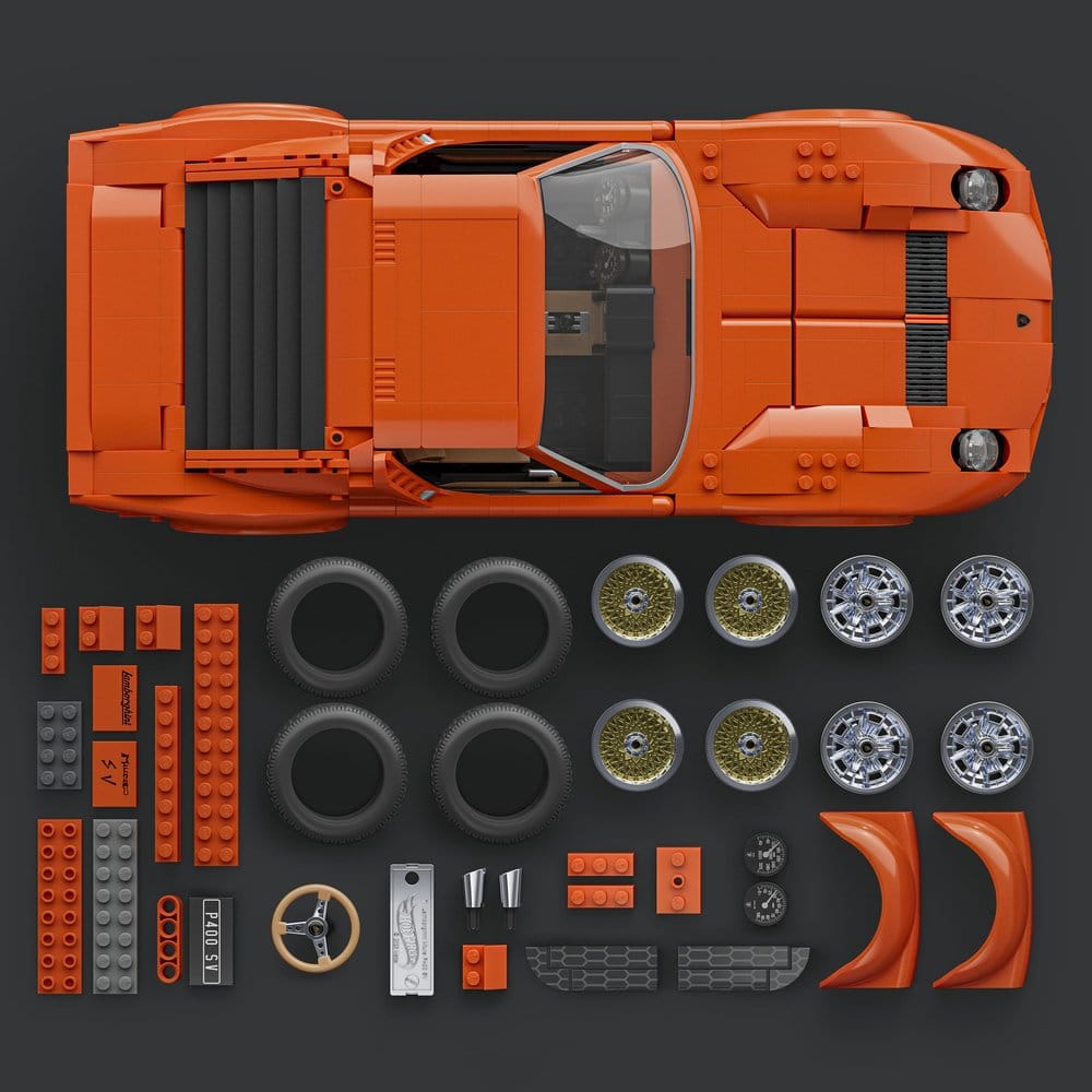 Hot Wheels Premium Mattel Brick Shop Building Set 1/12 Lamborghini Miura P400 SV 0194735330263