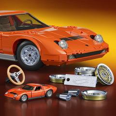 Hot Wheels Premium Mattel Brick Shop Building Set 1/12 Lamborghini Miura P400 SV 0194735330263