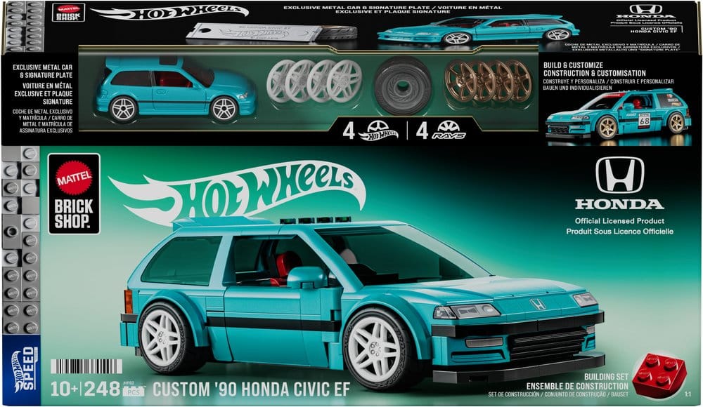 Hot Wheels Speed Series Mattel Brick Shop Building Set 1/32 Custom ’90 Honda Civic EF 0194735330546