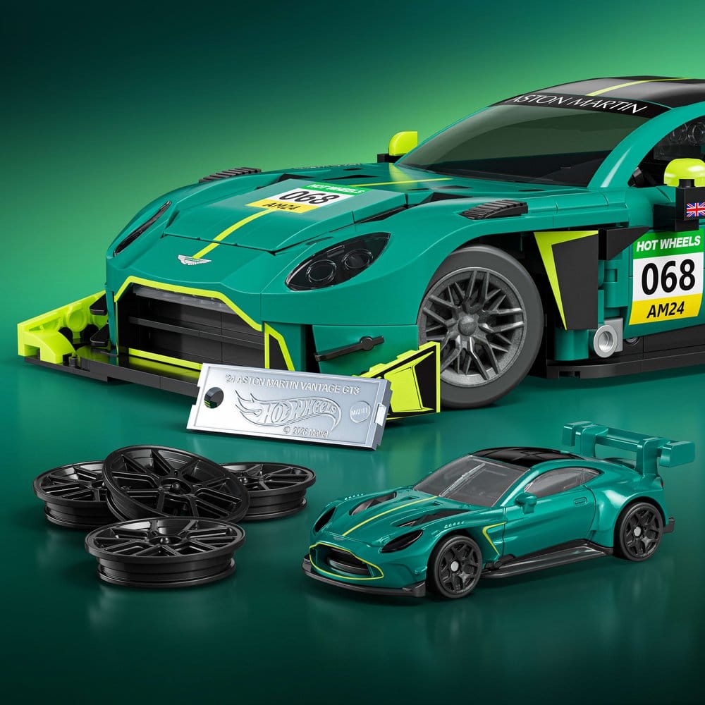 Hot Wheels Elite Mattel Brick Shop Building Set 1/16 '24 Aston Martin Vantage GT3 0194735362981