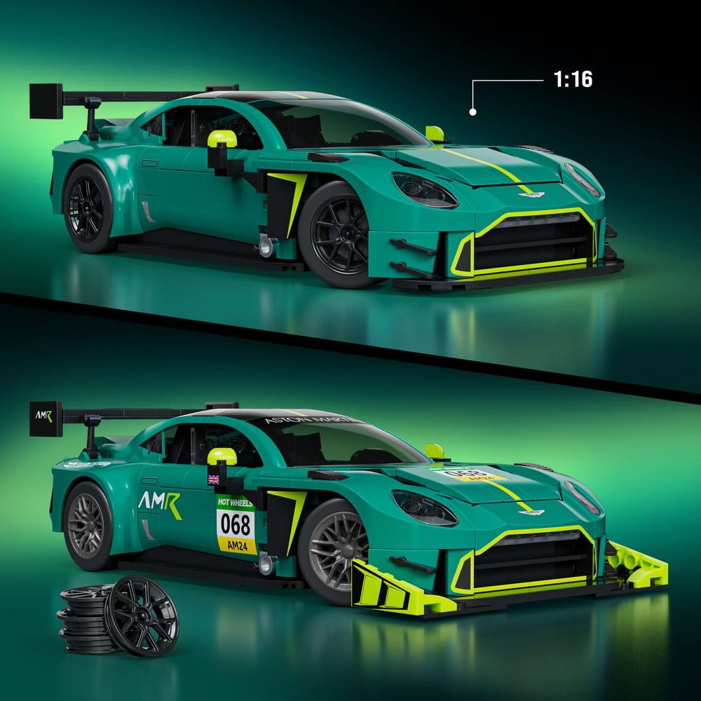 Hot Wheels Elite Mattel Brick Shop Building Set 1/16 '24 Aston Martin Vantage GT3 0194735362981
