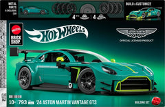 Hot Wheels Elite Mattel Brick Shop Building Set 1/16 '24 Aston Martin Vantage GT3 0194735362981