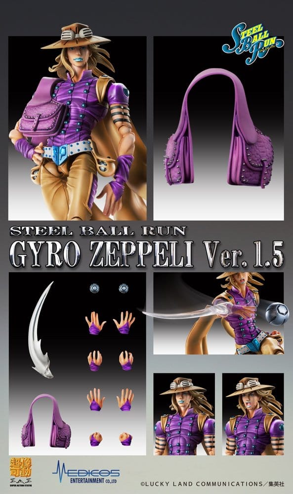 JoJo's Bizarre Adventure Part 7: Steel Ball Run Super Action Action Figure Chozokado Gyro Zeppeli Ver.1.5 16 cm  4573699559594