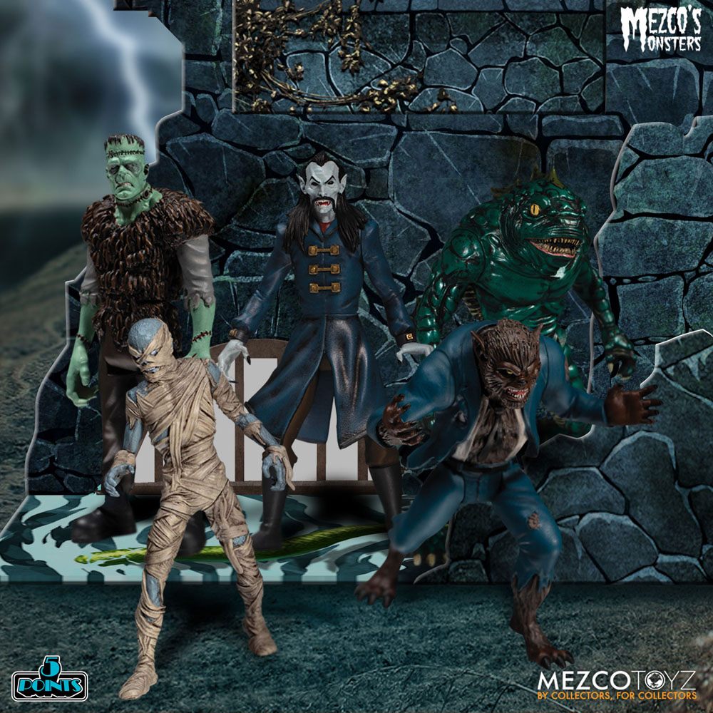 Mezco's Monsters 5 Points Action Figures Tower of Fear Deluxe Set 9 cm 0696198180237