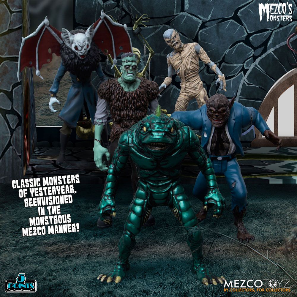 Mezco's Monsters 5 Points Action Figures Tower of Fear Deluxe Set 9 cm 0696198180237