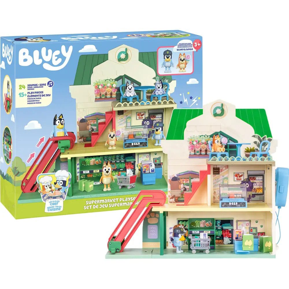 Bluey Mini Figure Playset Bluey Let's Play Chef Supermarket 0630996189184
