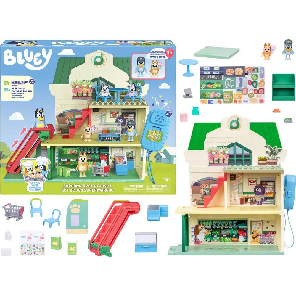 Bluey Mini Figure Playset Bluey Let's Play Chef Supermarket 0630996189184
