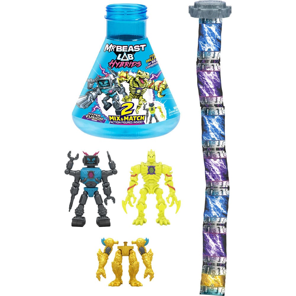 Mr. Beast Lab Hybrids Series 2 Mini Figuren 2er-Pack Lab-Bot vs Gid Skeleton 11 cm  0630996249055