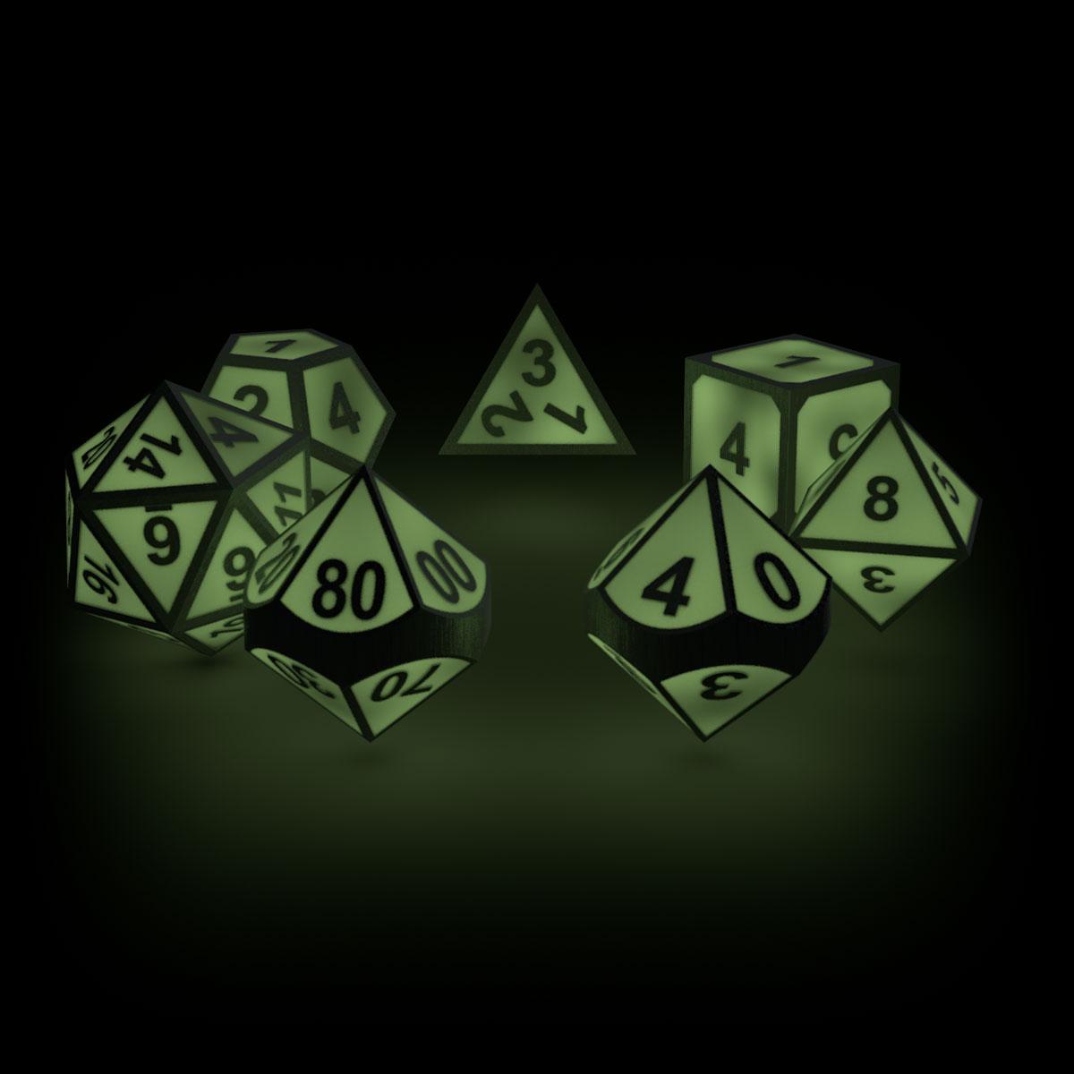 Oakie Doakie Dice RPG Set Metal Glow in the Dark - Druid's Blaze (7) 4056133701488