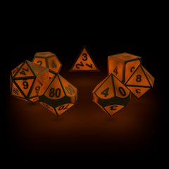 Oakie Doakie Dice RPG Set Metal Glow In The Dark - Golden Princess (7) - Amuzzi