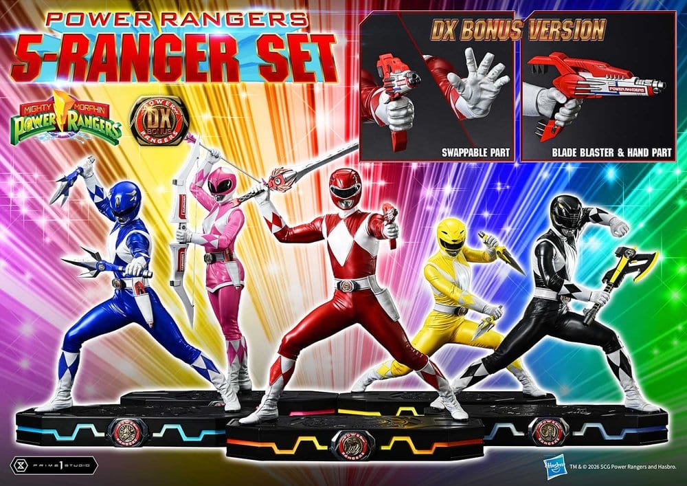 Mighty Morphin Power Rangers Premium Masterline Set of 5 Statues 1/4 Deluxe Bonus Version 62 cm 4582647125071