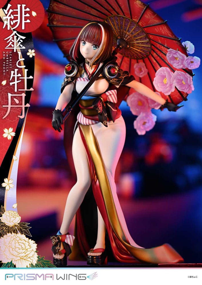 Original Illustration by Fuzichoco Prisma Wing PVC Statue 1/7 Scarlet Umbrella And Peony 28 cm  4582647120397