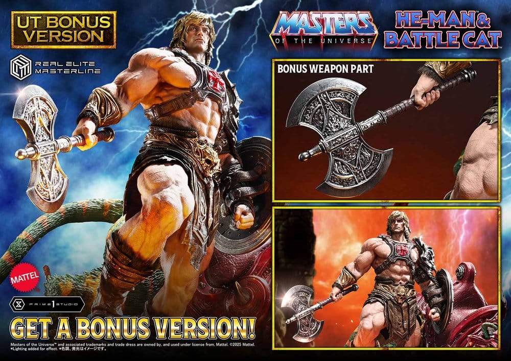 Masters of the Universe Real Elite Masterline Series Statue 1/4 He-Man & Battle Cat Ultimate Bonus Version 86 cm  4582647123442
