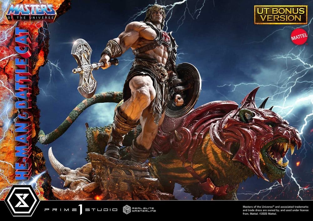 Masters of the Universe Real Elite Masterline Series Statue 1/4 He-Man & Battle Cat Ultimate Bonus Version 86 cm  4582647123442